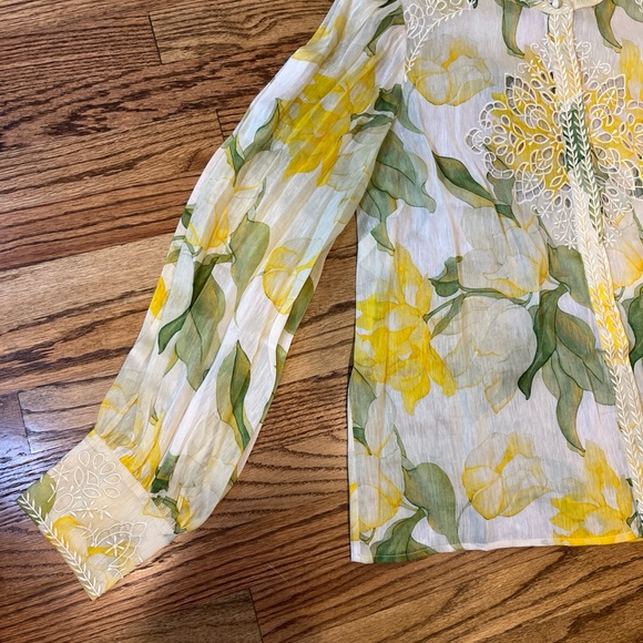 Christy Lynn Marley Top Blouse Waterlily Yellow Embroidered XL $525 fairy glam - Picture 10 of 14